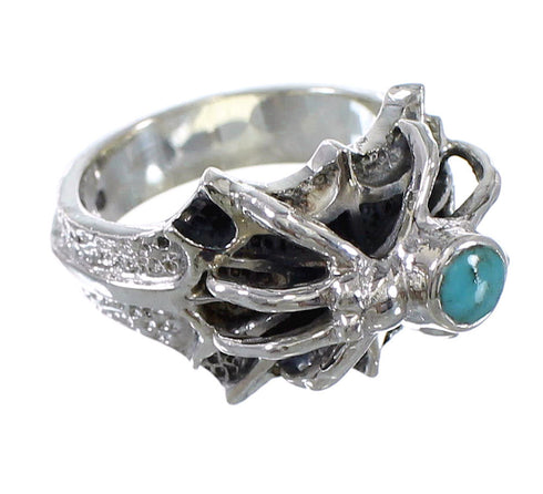 Southwestern Turquoise And Sterling Silver Spider Jewelry Ring Size 7-3/4 AX53050