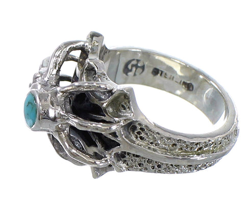 Turquoise Authentic Sterling Silver Southwest Spider Ring Size 7-1/2 AX53055