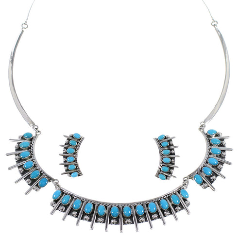 Turquoise Genuine Sterling Silver Southwestern Jewelry Set CX52772