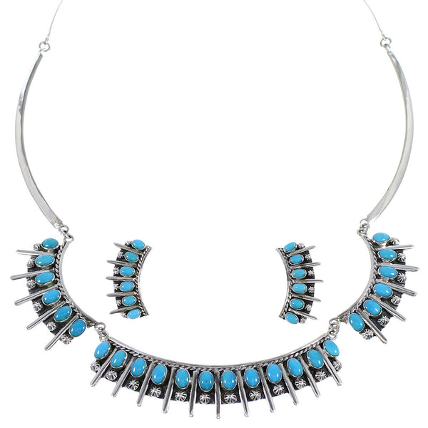Turquoise Genuine Sterling Silver Southwestern Jewelry Set CX52772