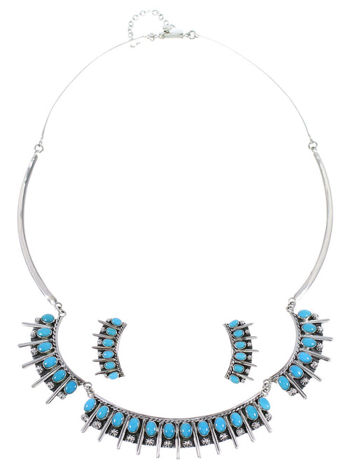 Turquoise Genuine Sterling Silver Southwestern Jewelry Set CX52772