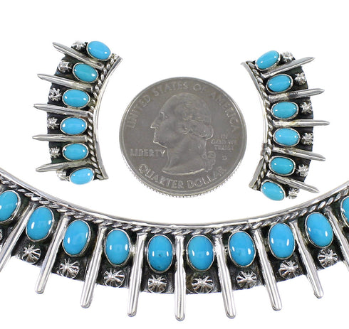 Turquoise Genuine Sterling Silver Southwestern Jewelry Set CX52772