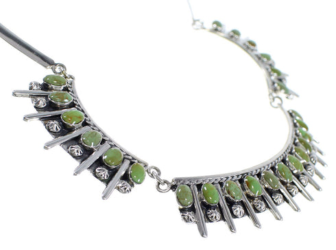 Southwestern Turquoise Genuine Sterling Silver Necklace And Earring Set CX52774