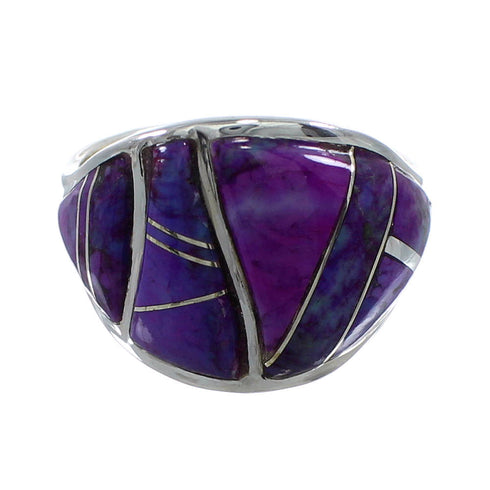 Magenta Turquoise Inlay Silver Ring Size 5-1/4 AX53663