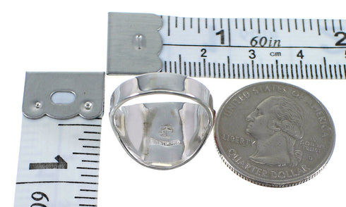 Magenta Turquoise Inlay Silver Ring Size 5-1/4 AX53663