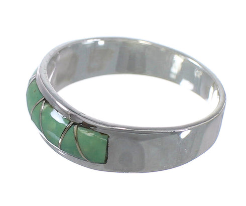 Southwestern Genuine Sterling Silver Turquoise Inlay Ring Size 6-3/4 QX81273