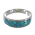 Silver Southwest Turquoise Inlay Ring Size 5-1/4 AX53450