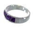 Southwestern Magenta Turquoise Inlay Silver Ring Size 4-3/4 AX53595