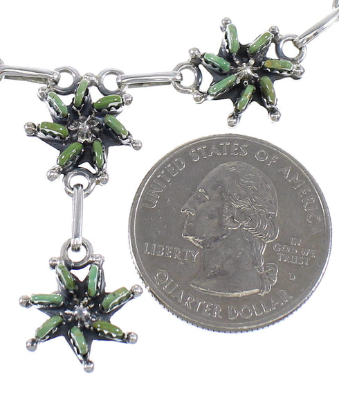 Turquoise Needlepoint Southwest Silver Necklace And Earring Set CX53682