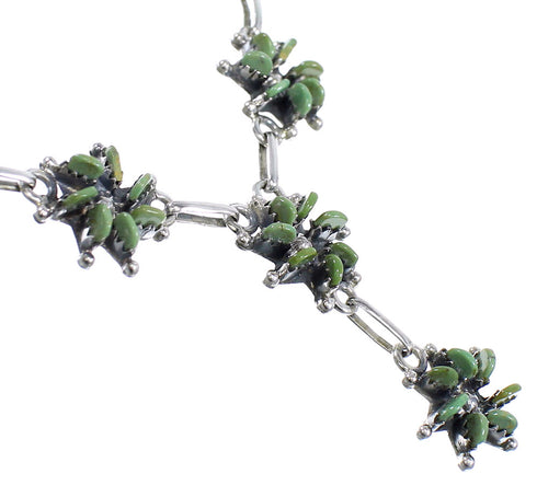 Turquoise Needlepoint Southwest Silver Necklace And Earring Set CX53682