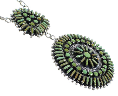 Southwest Needlepoint Turquoise Sterling Silver Necklace And Earring Set CX53703