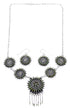 Turquoise Needlepoint Sterling Silver Southwest Necklace And Earring Set CX53839
