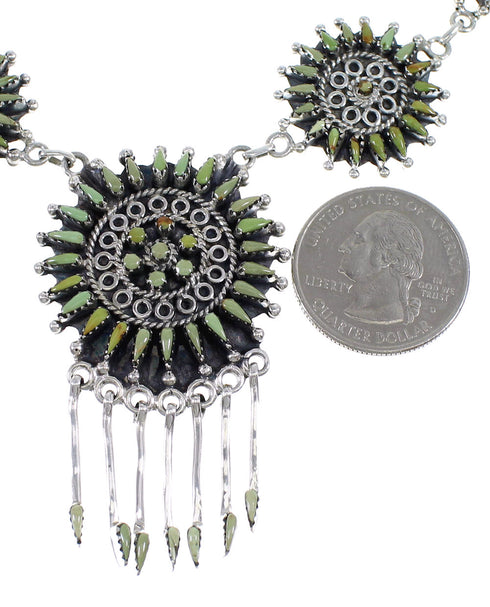 Turquoise Needlepoint Sterling Silver Southwest Necklace And Earring Set CX53839