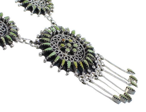 Turquoise Needlepoint Sterling Silver Southwest Necklace And Earring Set CX53839