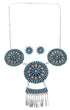 Southwest Turquoise Needlepoint Sterling Silver Necklace And Earring Set EX54075
