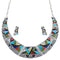 Multicolor Southwest Water Wave Sterling Silver Necklace And Earrings Set CX53608