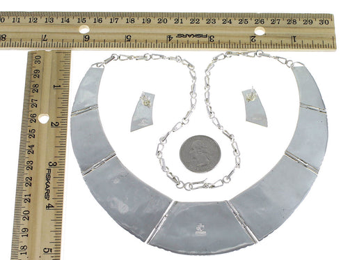 Multicolor Southwest Water Wave Sterling Silver Necklace And Earrings Set CX53608