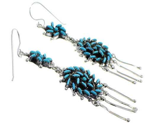 Turquoise Needlepoint Sterling Silver Hook Earrings RX55096