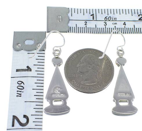 Sterling Silver And Multicolor Inlay Hook Dangle Earrings RX55653