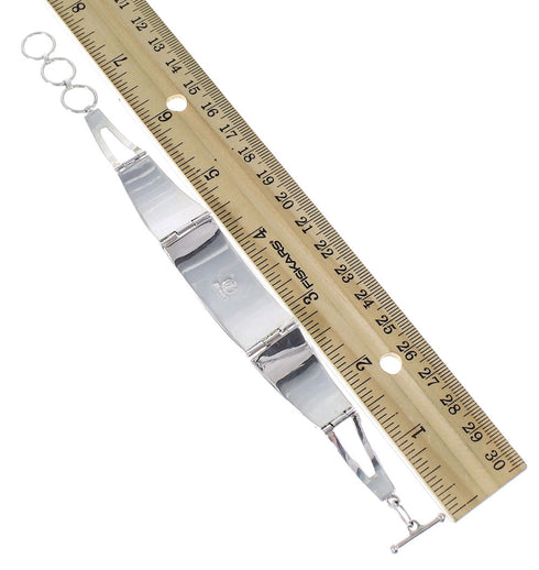 Turquoise Inlay And Silver Southwestern Link Bracelet AX54460