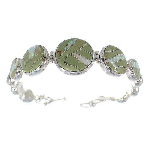 Authentic Sterling Silver Turquoise And Opal Link Bracelet AX54163