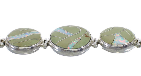 Authentic Sterling Silver Turquoise And Opal Link Bracelet AX54163