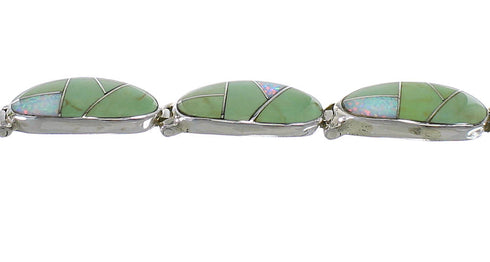 Opal And Turquoise Silver Jewelry Link Bracelet AX54574