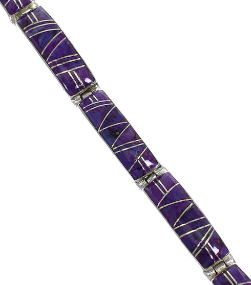 Magenta Turquoise Jewelry Sterling Silver Link Bracelet AX55285