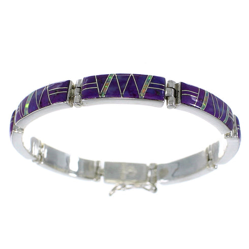 Magenta Turquoise And Opal Silver Link Bracelet AX55308