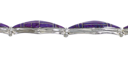 Magenta Turquoise Sterling Silver Link Bracelet AX54656
