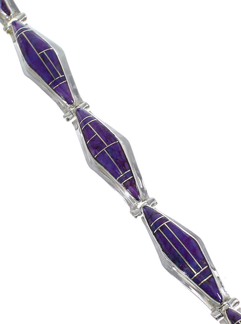 Magenta Turquoise Sterling Silver Link Bracelet AX54656