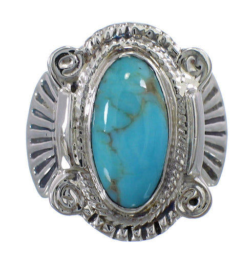 Genuine Sterling Silver Turquoise Ring Size 7-1/4 EX56265