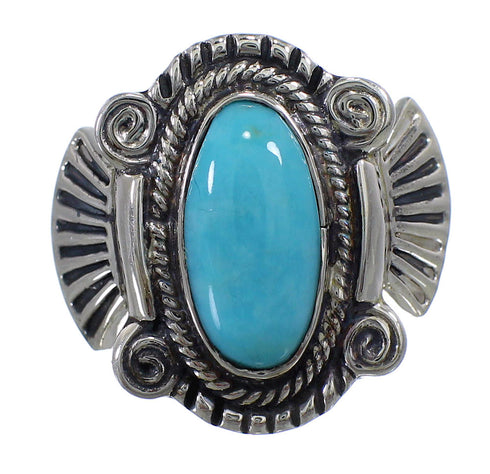 Turquoise Southwestern Sterling Silver Ring Size 6-1/4 EX56319