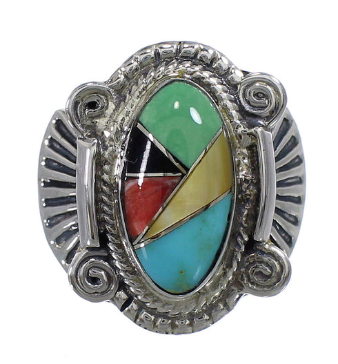 Authentic Sterling Silver And Multicolor Ring Size 6-1/4 EX56202