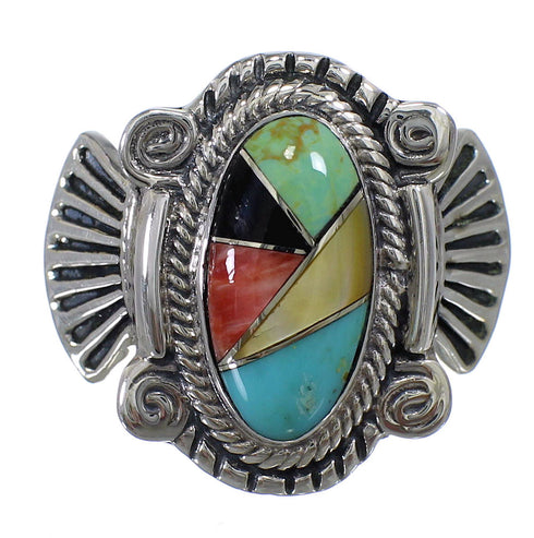 Multicolor Southwest Authentic Sterling Silver Ring Size 5-1/4 EX56218