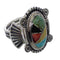 Multicolor Inlay Sterling Silver Southwest Ring Size 6-3/4 EX56226