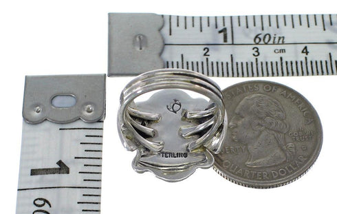 Southwestern Sterling Silver Multicolor Inlay Ring Size 6-1/4 EX56230
