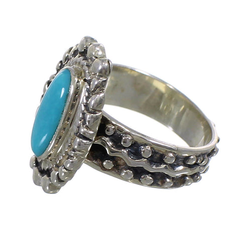 Turquoise Southwestern Sterling Silver Ring Size 6-1/4 EX56365