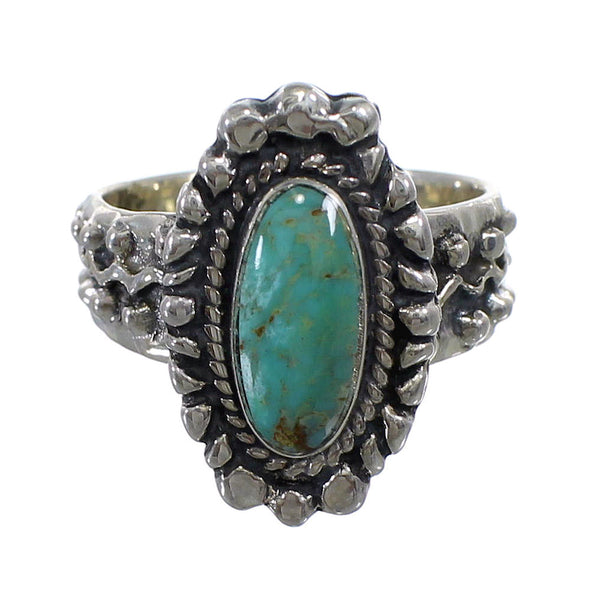 Turquoise Southwest Sterling Silver Ring Size 7-1/4 EX56393