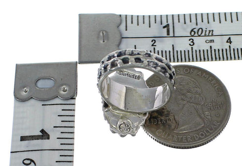 Southwest Multicolor Inlay And Silver Ring Size 8-1/4 EX56240