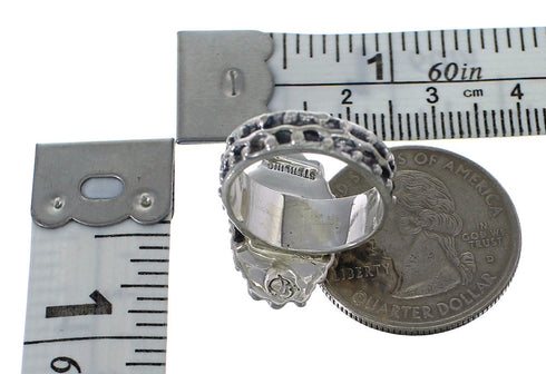 Multicolor Inlay Southwest Sterling Silver Ring Size 5-3/4 EX56399