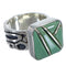Southwestern Turquoise Inlay Sterling Silver Ring Size 7-1/4 AX55594
