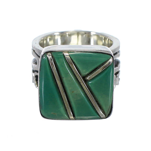 Turquoise Inlay Southwest Silver Jewelry Ring Size 4-1/2 AX55621