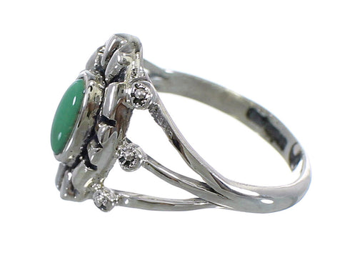 Southwest Turquoise Authentic Sterling Silver Ring Size 8-1/2 AX61228