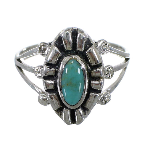 Silver Turquoise Jewelry Southwest Ring Size 8-1/4 AX61437