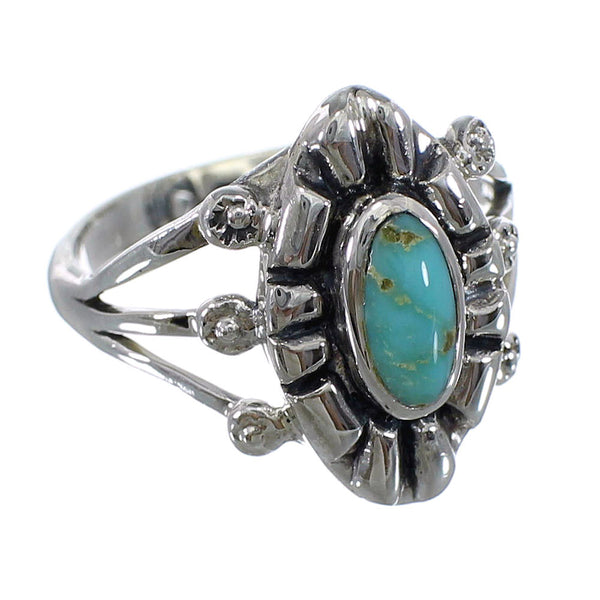 Turquoise Silver Jewelry Southwestern Ring Size 6-3/4 AX61451