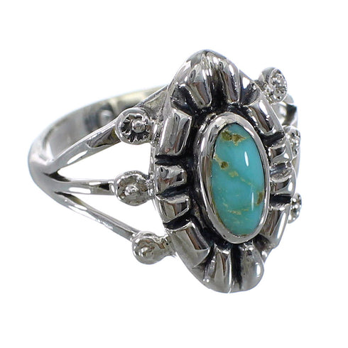 Southwest Turquoise Silver Jewelry Ring Size 7-1/4 AX61472