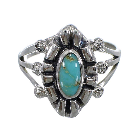 Turquoise Silver Jewelry Southwestern Ring Size 6-3/4 AX61451