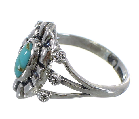 Turquoise Silver Jewelry Southwestern Ring Size 6-3/4 AX61451