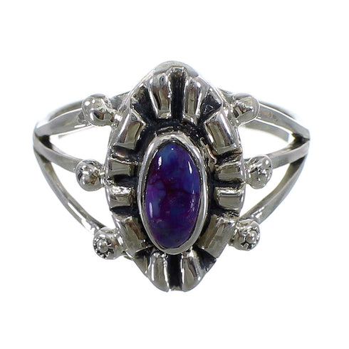 Magenta Turquoise Silver Jewelry Ring Size 6-3/4 AX64210